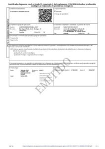 Organic certificate preview